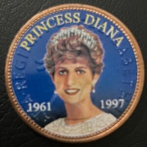 Princess Diana Commemorative Coin - Blue and Gold